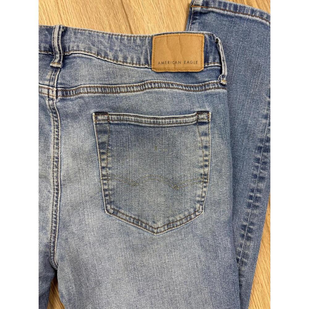 American Eagle Jeans Mens 34x30 Distressed Airflex+ Stretch Denim Punk Grunge - Picture 2 of 9